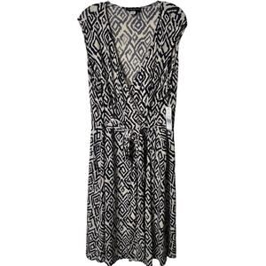 JULIE DILLON NEW YORK PLUS SIZE 22W WOMEN V-NECK BLUE CREAM POLYESTER DRESS NWT